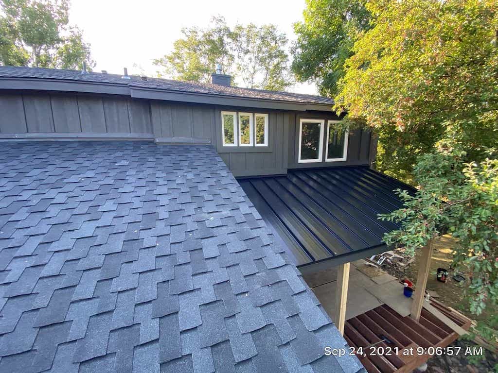 Shingle and metal roofing from the company’s project gallery